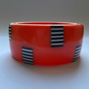 1980s Vintage Plastic Orange & Black Mod Bangle